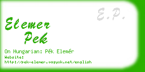 elemer pek business card